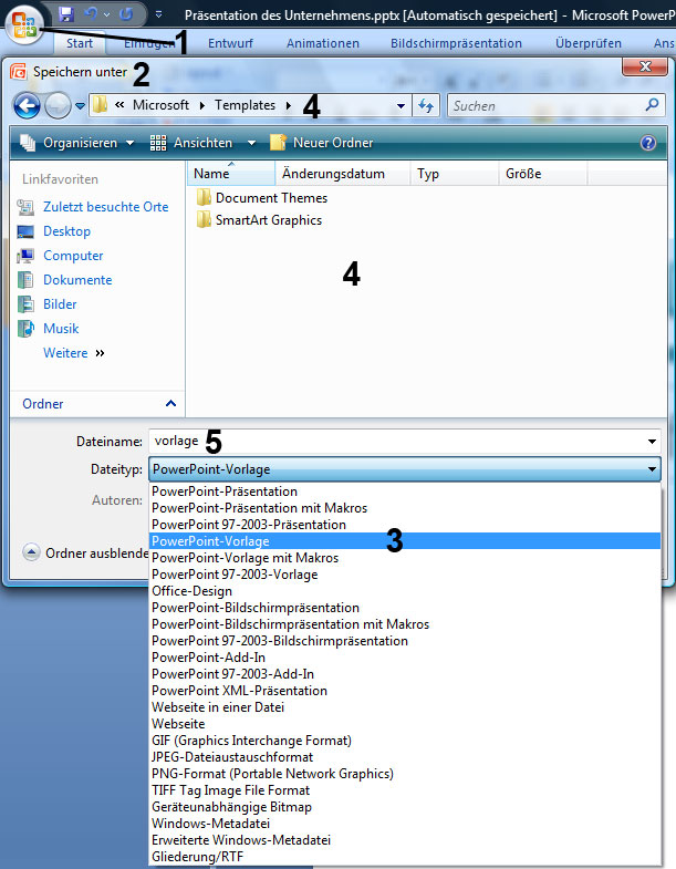 Powerpoint-Vorlage speichern