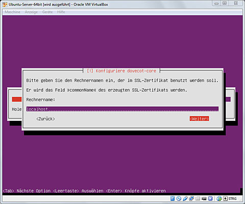 Rechnernamen für das SSL-Zertifikat angeben
