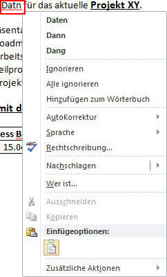 Rechtschreibprüfung in Outlook