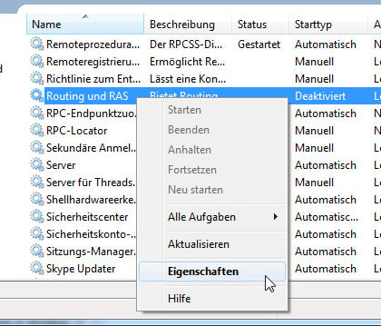 Routing und RAS Eigenschaften