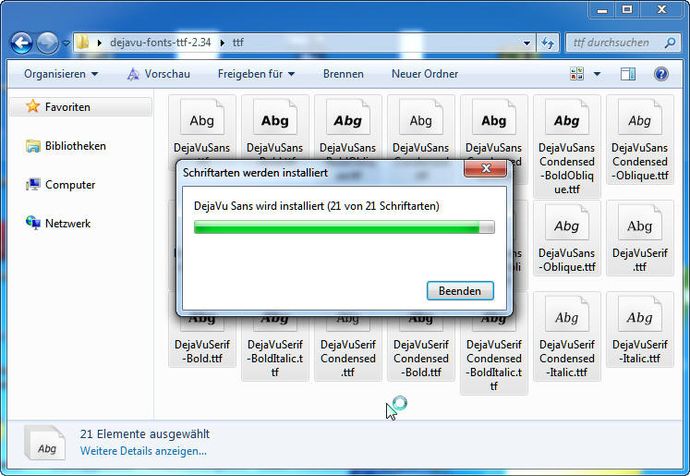 Schriftart installieren