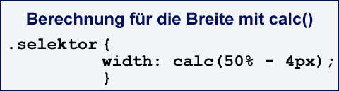 Syntax CSS für calc