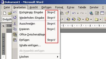 Tastenkürzel in Word 97 - 2003
