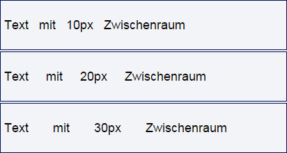 Text mit größerem word-spacing