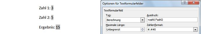 Textfeld für Berechnungen