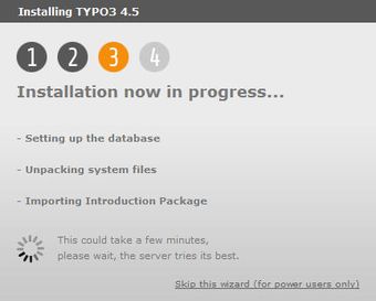 Typo3 Installation wird durchgeführt