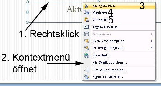 Verschieben oder Kopieren über das Kontextmenü