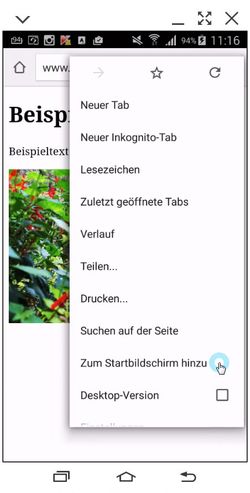 Webapp hinzufügen zum Homescreen