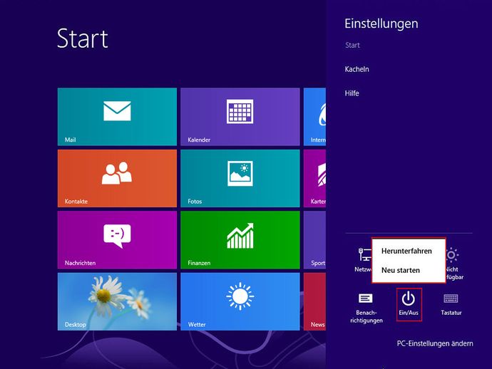 Windows 8 herunterfahren