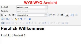 WYSIWYG-Ansicht im HTML-Editor