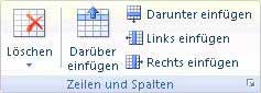 Zeilen und Spalten Zeilen und Spalten