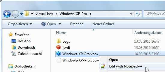 vbox-Datei editieren