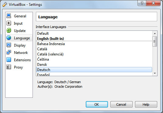 Sprache in VirtualBox auf Deutsch umstellen
