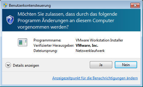 Programmstart VMware