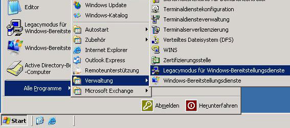 Bereitstellungsdienst für Windows XP