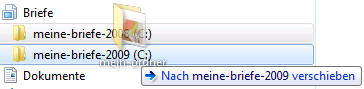 Auf verknüpften Ordner ziehen