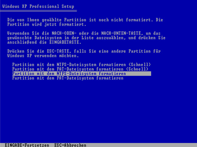 Formatierung mit NTFS