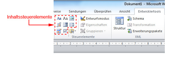 Inhaltssteuerelemente in Word