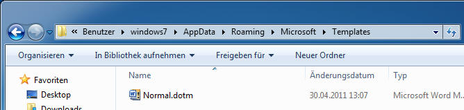 Vorlage Normal.dotm