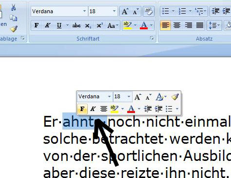 Schnellformatierung in Word 2007